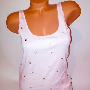NWT Gap  pink tank top with gold stars j93% cotton 7% spandex elastane LARGE